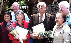Nancy Baldwin (third from left) with members of the San Francisco Retiree Chapter, accepts an award for her service. 
