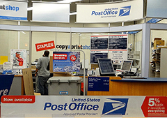 The APWU is protesting plans for opening pilot postal retail units staffed by non-USPS employees in more than 80 Staple stores.
