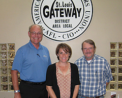 St. Louis Gateway Area Local President Fred Wolfmeyer (left) and Research and Education Director Gene Hollenbeck (right), with a staff member from Senator Blunt’s office.