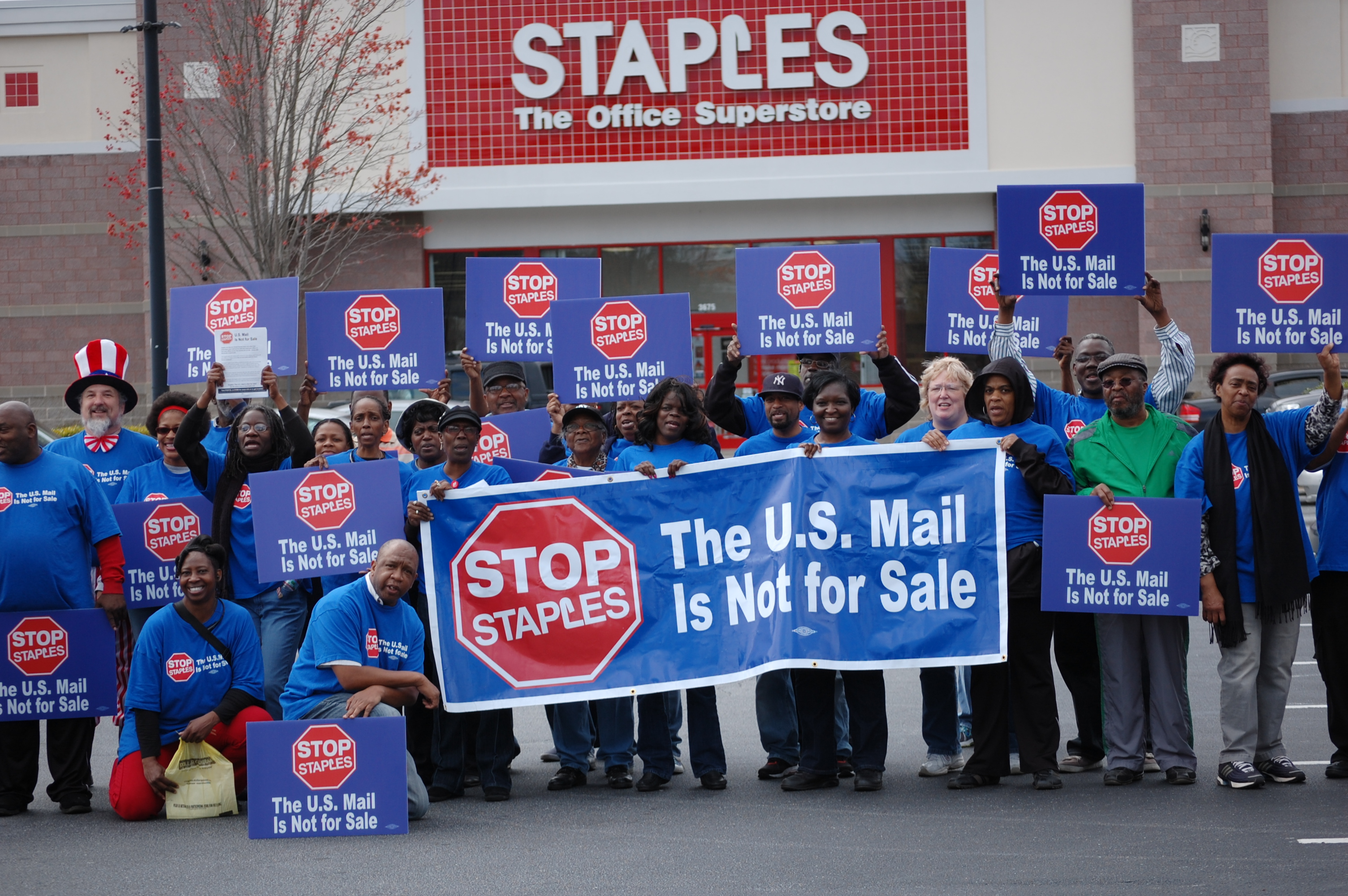 Protesters outside an Atlanta Staples 