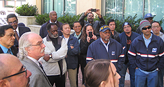 MVS drivers gather at the federal courthouse Nov. 9. 