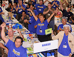 Obama received several standing 'O's. 