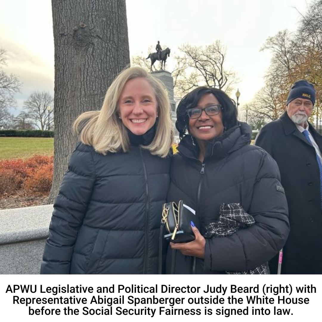 Rep. Abigail Spanberger and APWU Legislative and Political Director Judy Beard