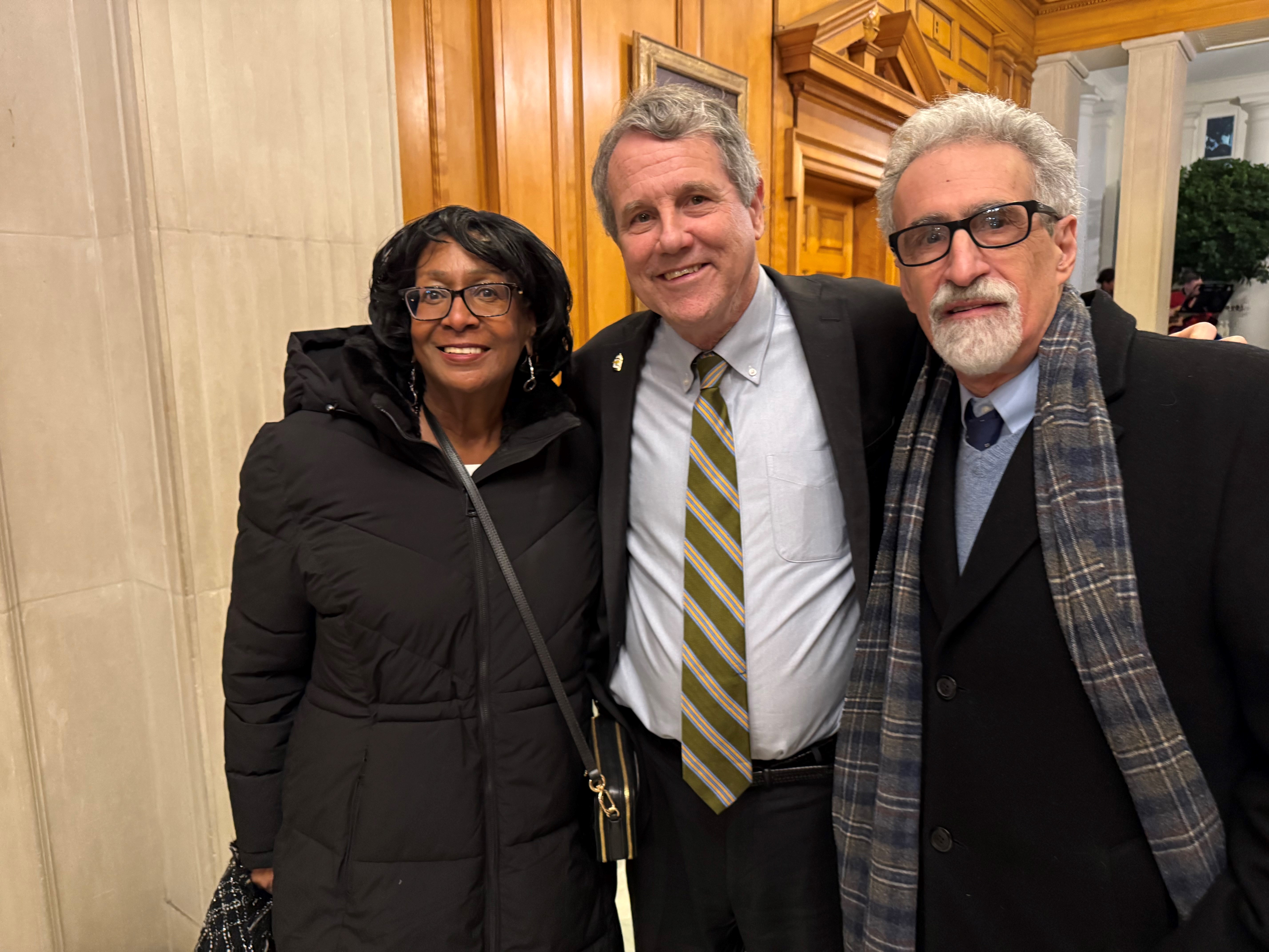 APWU Legislative and Political Director Judy Beard, Senator Sherrod Brown, and APWU President Mark Dimondstein