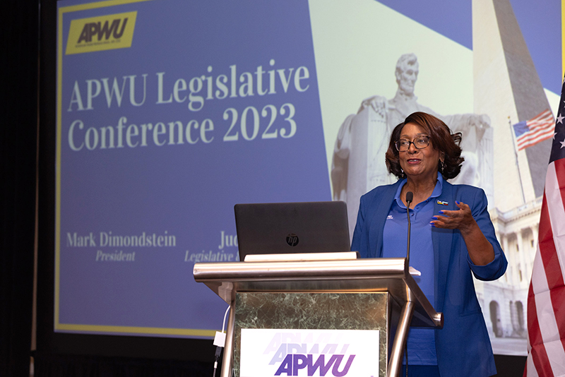 Judy Beard at the APWU Legislative Conference 2023