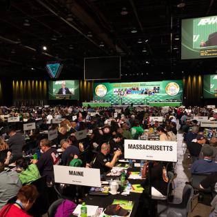 Delegates gather on the first day of the 27th APWU biennial convention 