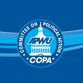 apwu committee on political action blue wave banner