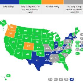 Map of early voting by state