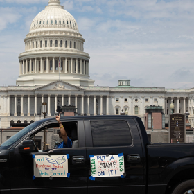 Truck protests for USPS outside the US Capitol